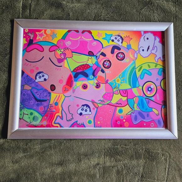 Framed and Signed Crayon shin Chan Art - Picture 1 of 4